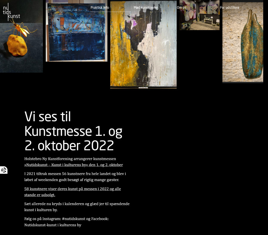 Forsidebillede fra Holstebro Ny Kunstforenings hjemmeside