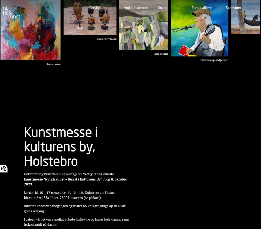 Forsidebillede fra Holstebro Ny Kunstforenings hjemmeside