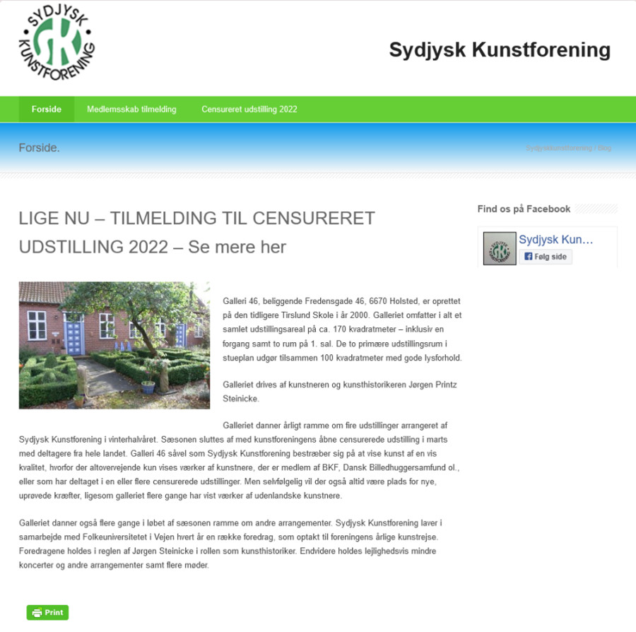 Link til hjemmesiden for Sydjysk Kunstforening