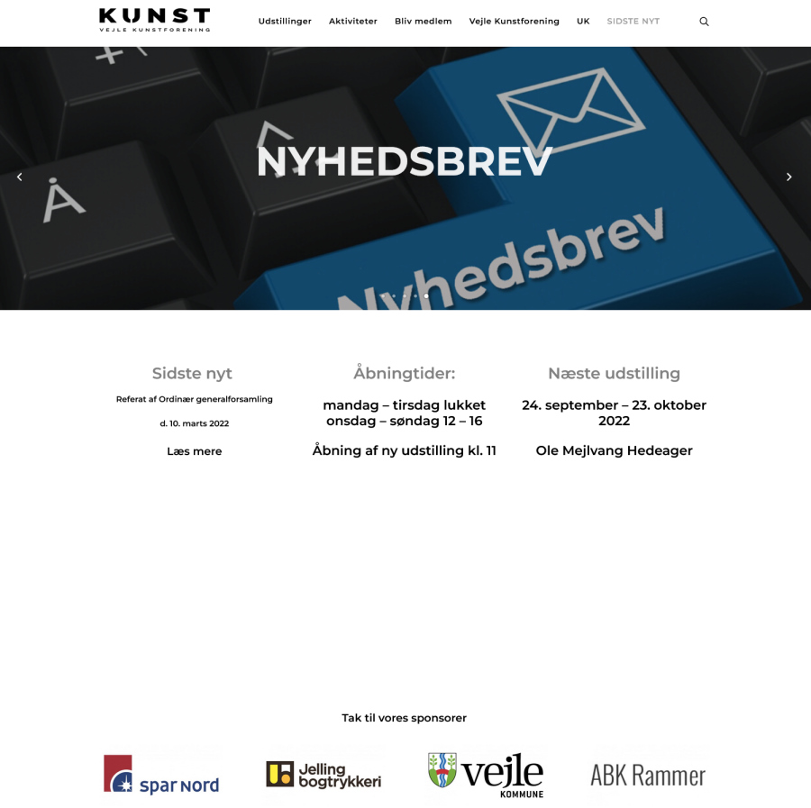 Hjemmesiden for KUNST Vejle Kunstforening
