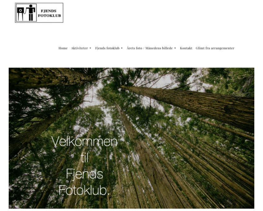 Forsiden af Fjends Fotoklubs hjemmeside