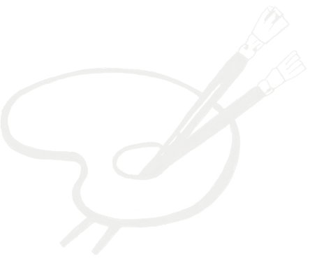 Fjends Kunstforenings logo, der viser en paler med to pensler stukket gennem fingerhullet
